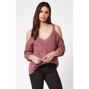 LA Hearts Cold Shoulder Pullover Sweater Mauve